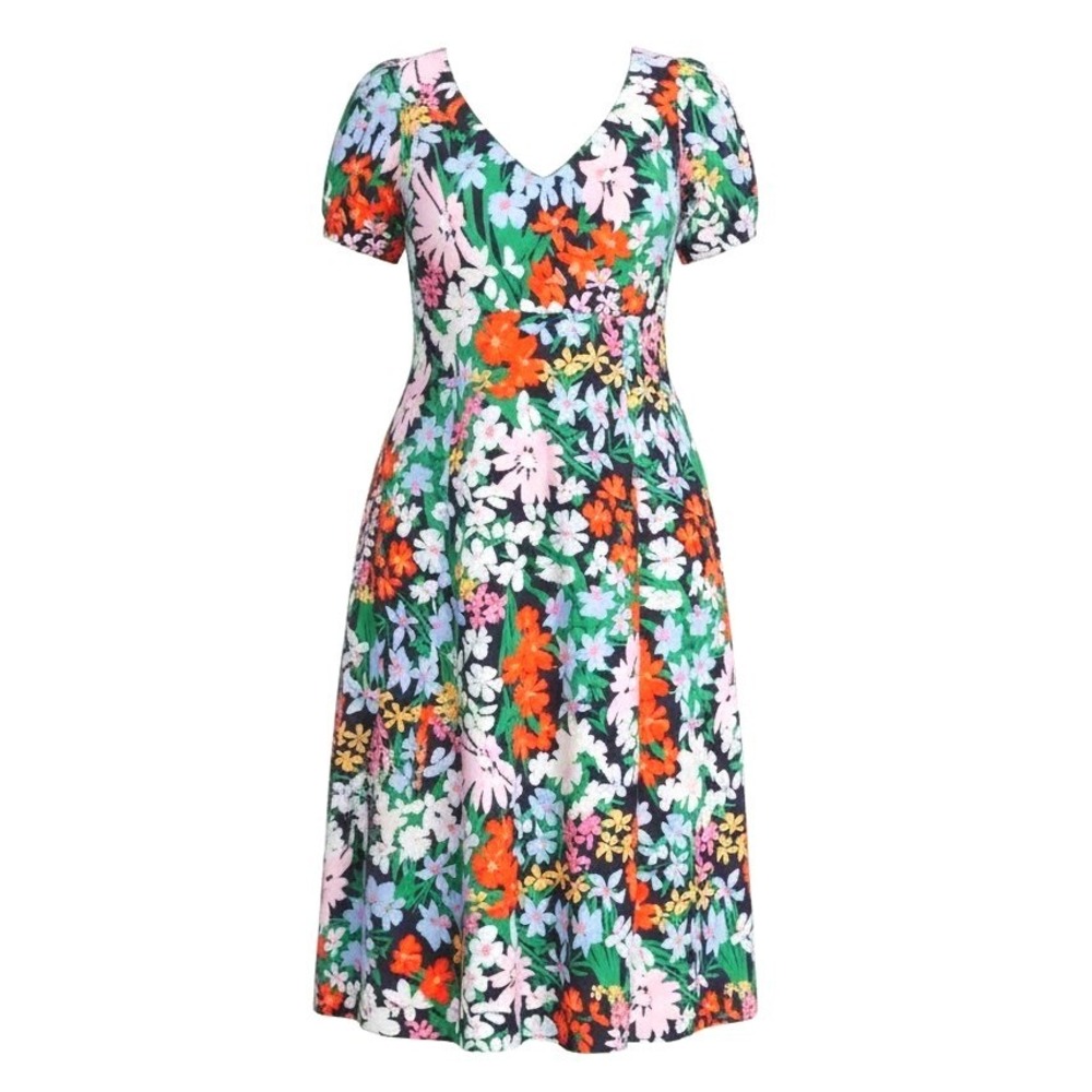 Old Navy Puff-Sleeve Midi Women size 4X Floral Sprin Summer Smocked Swing Dress